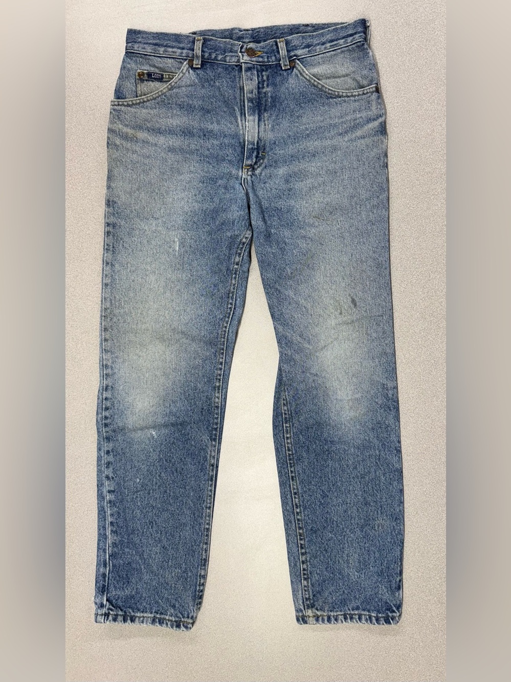 Vintage Lee Men’s Blue Straight-Leg Jeans Distressed Light Medium Wash Size 32x3